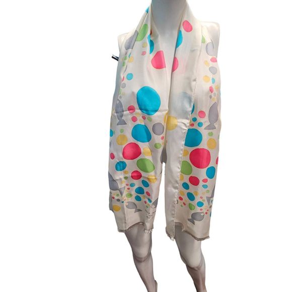 Vintage Sylvia Blanchard For Lord & Taylor Silk Fish Print Scarf - Picture 2 of 6